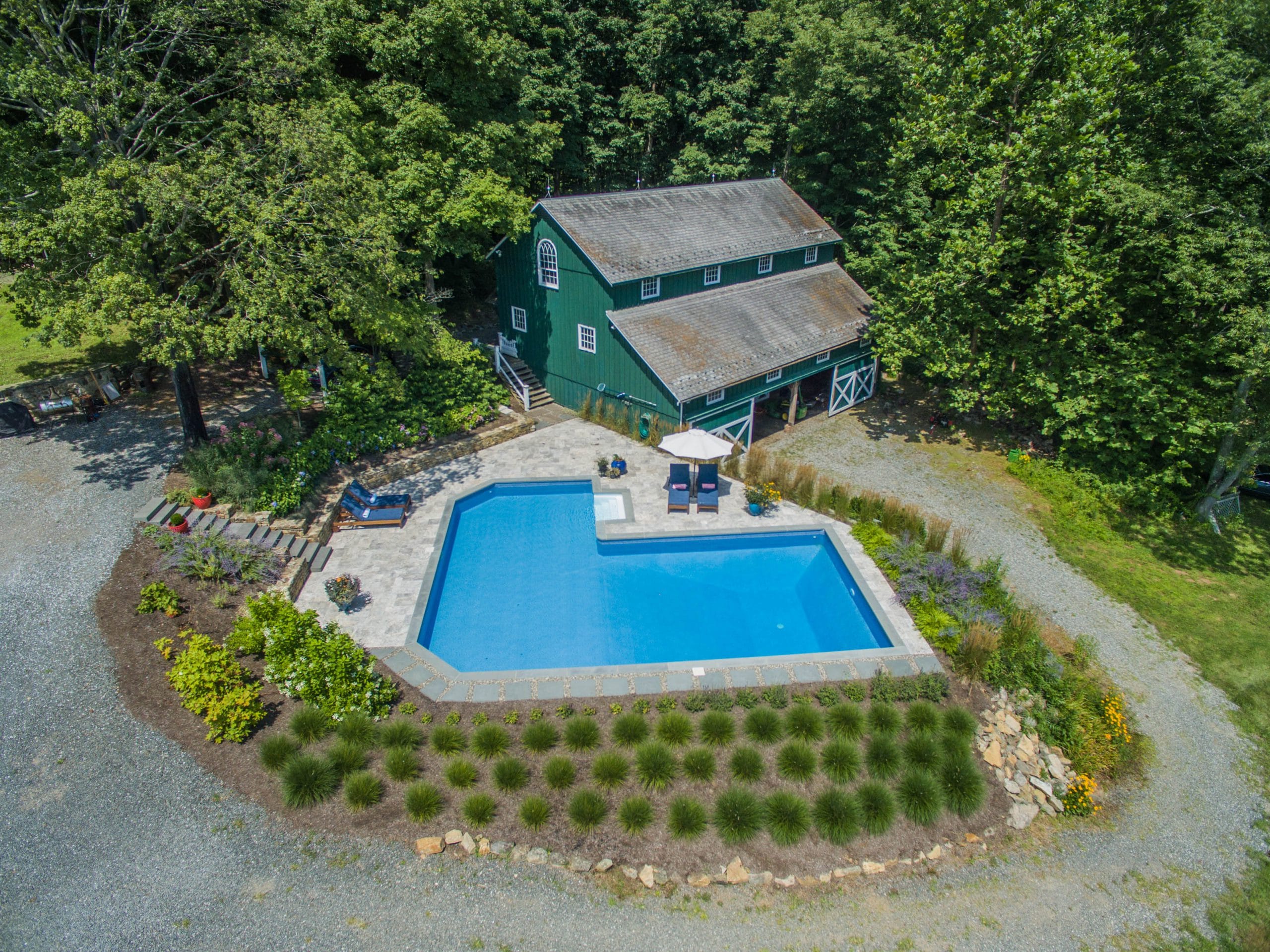 60 69 Philhower Road -- aerial of barn and pool BZ